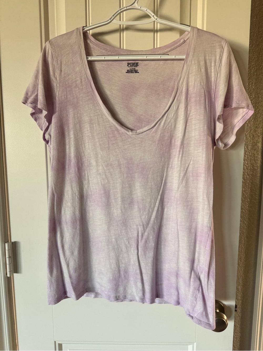 PINK Victoria's Secret Pastel Lavender Tie-Dye Scoop Neck Tee